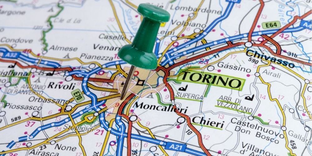 Reach Mont Blanc from Turin, map